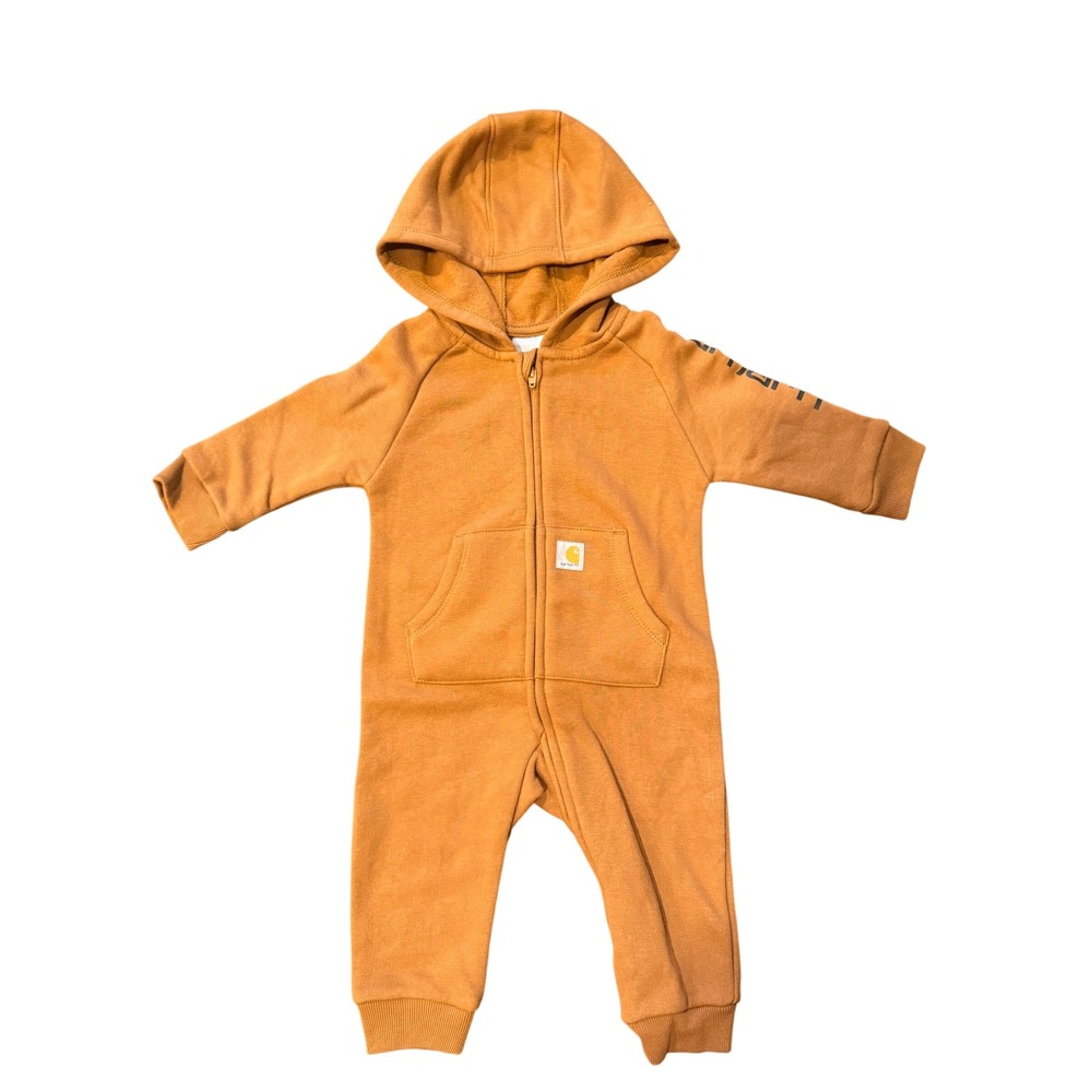 Carhartt Baby Fleece Hooded Coverall Jumpsuit Brown 6 Months NWT